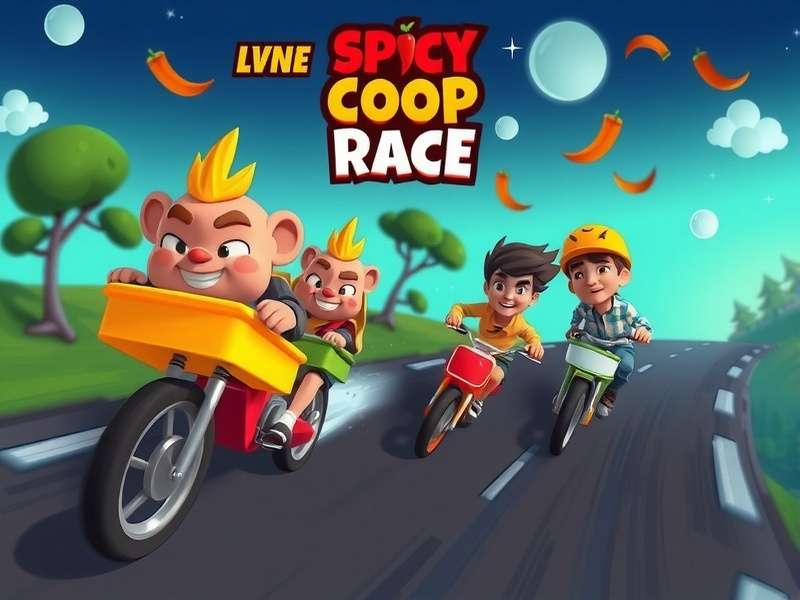 Spicy Coop Race gameplay showing four players cooperating